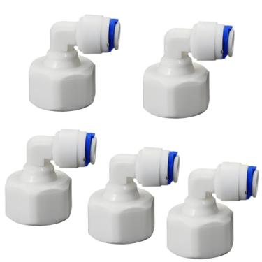 Imagem de Adaptador de conexão rápida de rosca fêmea de 1/5.1 cm para tubo de 1/10.2 cm, encaixe de tubo de plástico push-fit para sistemas de filtro de água de osmose reversa RO, dispensadores de bebidas