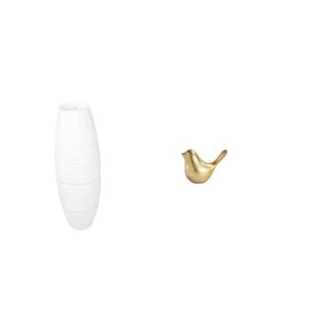 Imagem de Whtkoph Elegante Luminária de Chão com Cúpula de Papel, Estatueta de Pássaro Dourada E Protetor de Lâmpada. Ideal para Quarto, Sala de Estar, Hotel, Escritóri