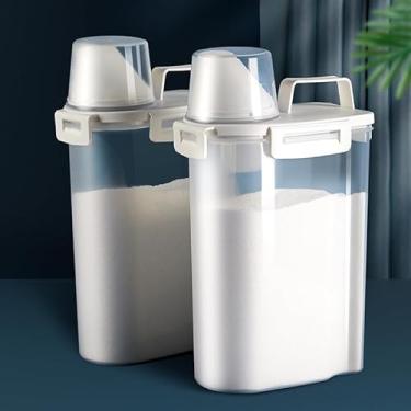 Imagem de Dispenser Organizador Hermético 2,5L com Copo Medidor – Ideal para Grãos, Produtos de Limpeza e Ração, Multiuso na Cozinha e Lavanderia(2PCS)