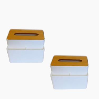 Imagem de Porta LençO de Papel，Material Mdf，Design Elegante e Esteticamente AgradáVel，FáCil de Usar，Adequado para Mesas de Jantar, Salas de Estar e Quartos(2 Branco)