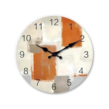 Imagem de Relógio de parede Relógio de parede madeira com padrão arte moderna, decoração para casa, relógio quartzo silencioso, presente feriado (excluindo bateria) Sem tique-taque(12 Inch)