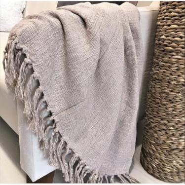 Imagem de Manta para sofá 2,2 x 1,5 metros Manta para sofa de algodão para sofá extragrande de microfibra(Areia)