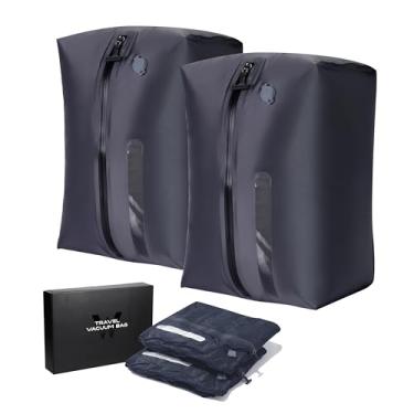 Imagem de Cubos de embalagem a vácuo 41L para viagem com bomba, sacos de compressão de viagem à prova d'água para mala, bagagem, mochila (cinza, grande volume 41L, pacote com 2)