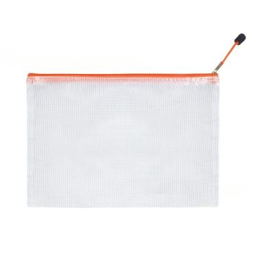 Imagem de Pacote com 6 pastas de arquivo de malha com zíper, organizador de documentos à prova d'água para material de escritório escolar e armazenamento de viagem (laranja)