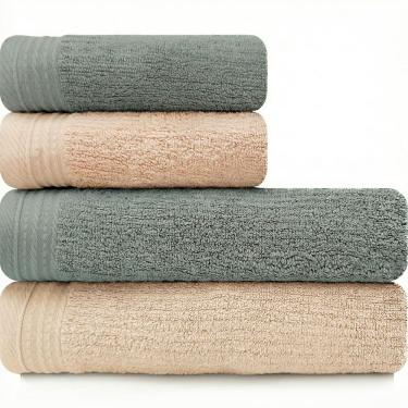 Imagem de Jogo De Toalhas 4 Peças - Banhão Gigante + Rosto 100% Algodão Fios Penteados Max Imperial Karsten