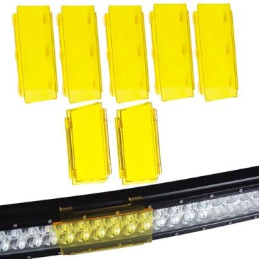 Imagem de Kit de cobertura de lente de barra de luz LED amarela de 132 cm - Capas de policarbonato de encaixe de 5 × 2 x 15 cm para barras de LED off-road retas/curvas de 7,6 cm de largura, corte de neblina, à
