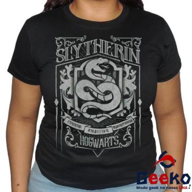 Imagem de Baby Look Sonserina 100% Algodão Harry Potter Blusa Feminina Hogwarts 