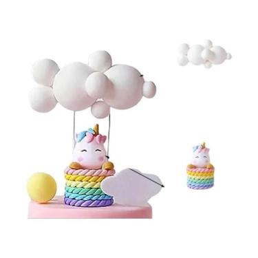 Imagem de Topo De Bolo De Unicórnio Arco-Íris Para Meninas, Decoração De Festa D