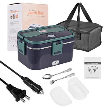 Imagem de Marmita Elétrica para Aquecer Comida 60W Portátil Carro Casa e Escritório com Container Removível de Aço Inoxidável 304 Caixa Transparente Colher à Prova Vazamentos Bolsa Transporte
