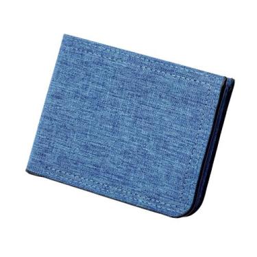 Imagem de Carteira Masculina Fina de Lona Porta Cartões Moeda Leve Confortável D