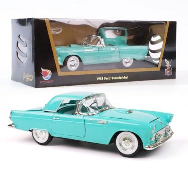 Imagem de LUCKY DIE CAST 1955 Ford Thunderbird 1/18 Scale Die-Cast Metal Model Premium Classic Vintage Alloy Collection Cars with Display Case, for Kids Men and Teens Dad 14+ Year