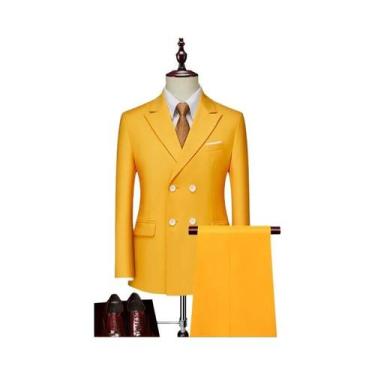 Imagem de Terno Masculino Casual De Negócios Transpassado De Duas Peças Com Calç
