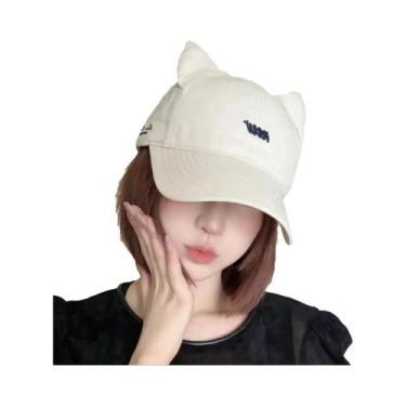 Imagem de Boné De Beisebol Coreano Com Orelhas De Gato, 100% Algodão, Chapéu De 