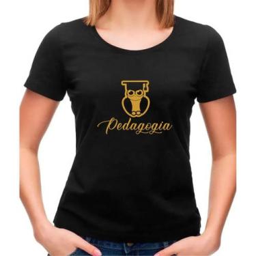 Imagem de Camisa Preta com Dourado Formatura Pedagogia Professora - Koupes,  P B