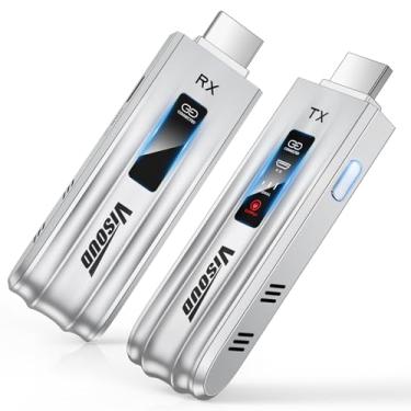 Imagem de Transmissor e receptor HDMI sem fio atualizado 2026 de 328 pés/100 m, tela de LED sem fio HDMI 4K decodificação 1080p, plug & play 5,8 G + 2,4 G para vídeo e áudio para monitorar de laptop/PC/TV Box