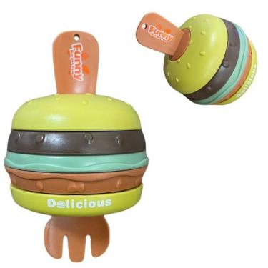 Imagem de Brinquedo Interativo Hambúrguer Crec Crec Chocalho P/ Bebê  - Kitstar