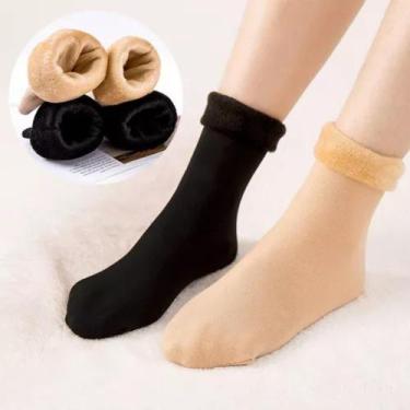 Imagem de Kit 5 Pares de Meias Térmicas Grossas De Lã Material Flexíveis Confort
