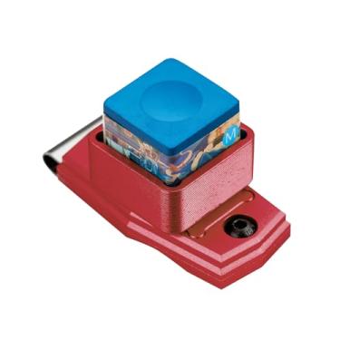Imagem de KONLLEN O suporte de giz de bilhar inclui 1 giz azul portátil magnético com ponta de taco de sinuca Chalker Snooker Presente esportivo de bilhar (vermelho)