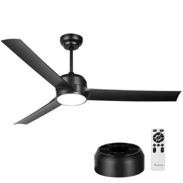 Imagem de Fanliving Ventilador De Teto Preto 52" Com Filtros, Luzes, Controle Remoto, Motor Dc Silencioso, Regulável, 3 Cores Led, 6 Velocidades, Alto Cfm, Lâminas, Interno, Luz Para Quarto, Sala Estar, Varan