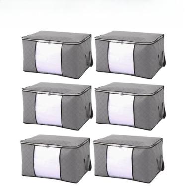 Imagem de Caixa Saco Organizador Cobertor Casaco Guarda Roupa(84 Cinza 6 Unis)