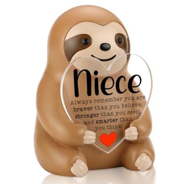 Imagem de Presente de incentivo para estatueta de sobrinha preguiça, decoração de mesa inspiradora para meninas, presente de motivação mais forte e inteligente da tia ou tio, presente de agradecimento de