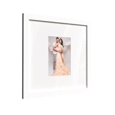 Imagem de Kit 6 Quadros Decorativos 23x23 cm com Paspatur – Moldura Fotográfica para Foto 10x15(moldura branca paspatur branco)