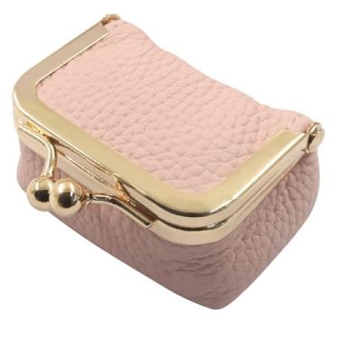 Imagem de Zorfeter Mini caixa de joias de couro legítimo, porta-moedas portátil, estojo de joias de inspiração vintage, organizador de viagem para mulheres (rosa)