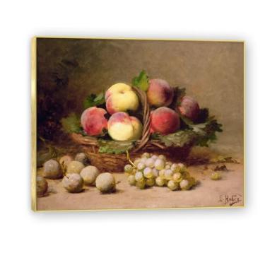 Imagem de Moldura dourada. Arte vintage emoldurada de frutas mortas, pintura clássica de cozinha country, decoração de parede de casa de fazenda quente para sala de jantar e cozinha. A29. 40 x 48 cm - 15,7 x