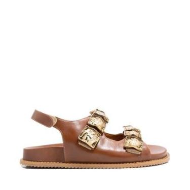 Imagem de Sandalia Papete Unique Couro Marrom-Feminino