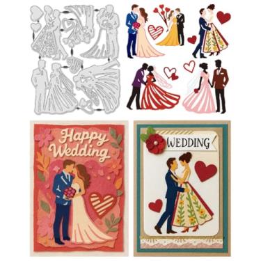 Imagem de UNICRAFTALE 10 peças de atualizações de elenco de casamento, matrizes de corte de aço carbono, estênceis de festa de casamento, estênceis de gravação recortados para fazer cartões, álbum de fotos