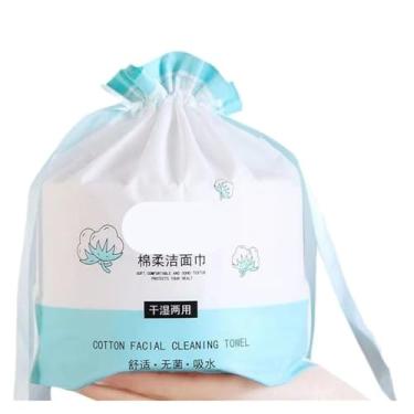 Imagem de Rolo de toalha de rosto descartável padrão pérola uso seco molhado salão de beleza toalha de rosto pacote de saco extraível (azul)
