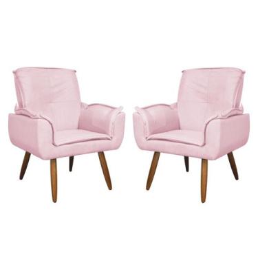 Imagem de Kit 02 Poltronas Decorativa Emília Plus Suede Várias Cores - Ds Estofa