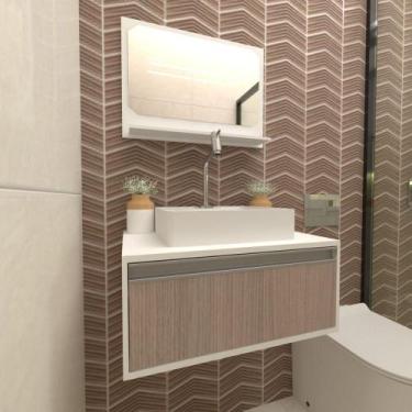 Imagem de Gabinete Para Banheiro Real 60 Grigio C/Cuba + Espelho S/c - GABINETTO