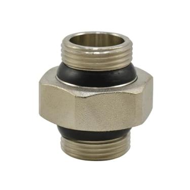 Imagem de Latão niquelado 3/10.2 cm 2.5 cm BSPP macho para macho rosca encaixe de tubulação união engrossamento união água gás adaptador acoplador conector (1/5.1 cm)