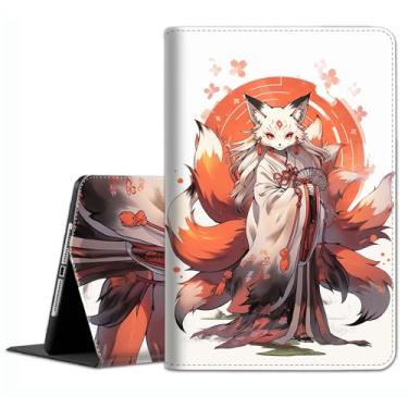 Imagem de Capa para Galaxy Tab A7 10,4 polegadas 2022/2020 (SM-T509 T500 T503 T505 T507) - Capa de encaixe fino com hibernar/despertar automático para Samsung Galaxy Tab A7 10,4 polegadas, anime japonês Kitsune