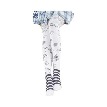 Imagem de Meias Longas Brancas Harajuku Com Estampa De Desenho Animado, Cosplay 