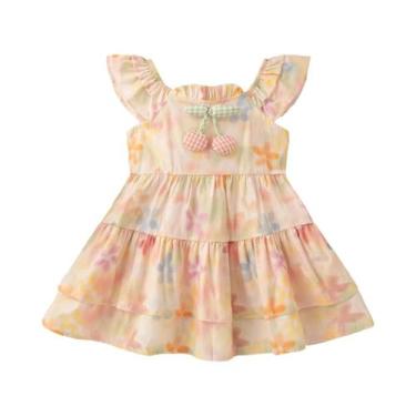 Imagem de Vestidos Casuais De Verão Sem Mangas Com Estampa De Flores E Laço 3D P