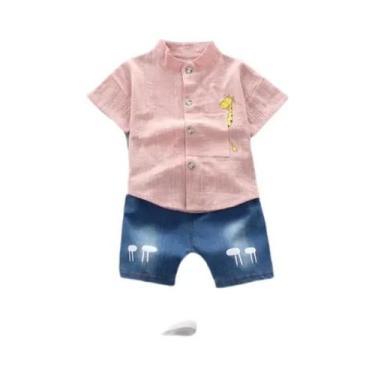 Imagem de Conjunto de Roupas Infantil Verão - Camisa Jeans e Shorts com Desenho 