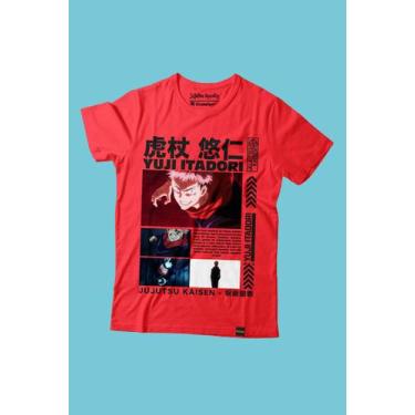 Imagem de Camiseta Jujutsu Kaisen Yuji Itadori Quadros - Piticas, G1, Vermelho, 