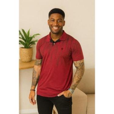 Imagem de Camisa Polo Masculina Com Botões Estampa e Aplique Comfort Premium-Masculino