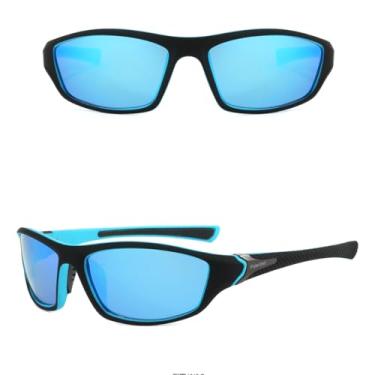 Imagem de Óculos De Sol Polarizado Masculino Ciclismo Pesca Esportivo Uv UV400 (Azul-Preto)