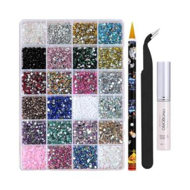 Imagem de Strass Coloridos 3D Redondos Para Unhas, Pedras De Vidro Com Base Plan