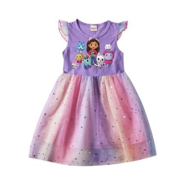 Imagem de Vestido De Malha Arco-Íris Para Meninas, Vestido Casual De Verão Para 