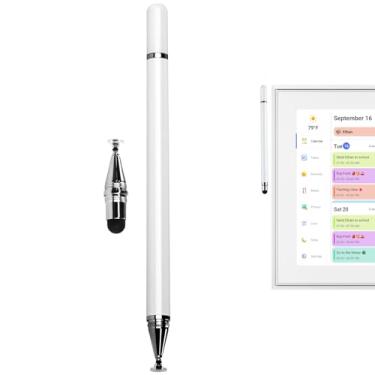 Imagem de Caneta profissional 3 em 1 com cilindro de metal branco, caneta de alta precisão para tablets, telefones, calendários digitais e edição de vídeo