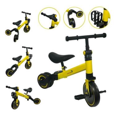 Imagem de Triciclo Bicicleta Equilíbrio 3x1 Infantil Menino Menina Amarelo - Imp