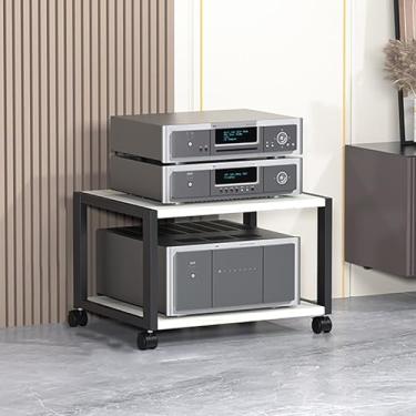 Imagem de Rack de armazenamento de mídia - Centro de entretenimento de canto para TV, caixa de cabo e projetor - ideal para sala de estar, jogos e espaços de gravação