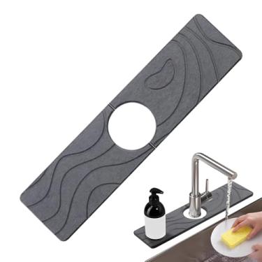 Imagem de Tapete de torneira de cozinha - Bandeja de secagem rápida com proteção contra respingos - Tapete de secagem de pedra para pia de cozinha, para balcão de banheiro, banheiro, casa e casa