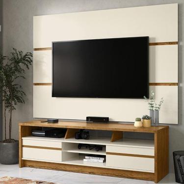 Imagem de Conjunto Painel E Rack Tv Sala 65 Polegadas Freijo/Off White