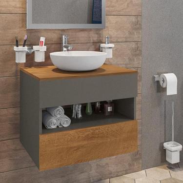 Imagem de Gabinete Armario Banheiro Bali com 1 Gaveta e Cuba Venus