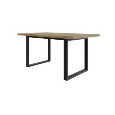 Imagem de Mesa de Jantar Queens R 160x90x77cm - Compace, Vermont OAK/Est.Preta